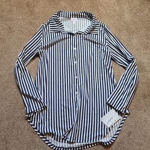 Lularoe Medium blue and white striped Valentina